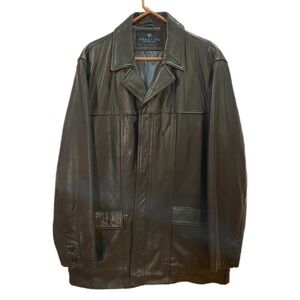 Kenneth Cole Reaction NWOT butter-soft black leather men’s car coat L